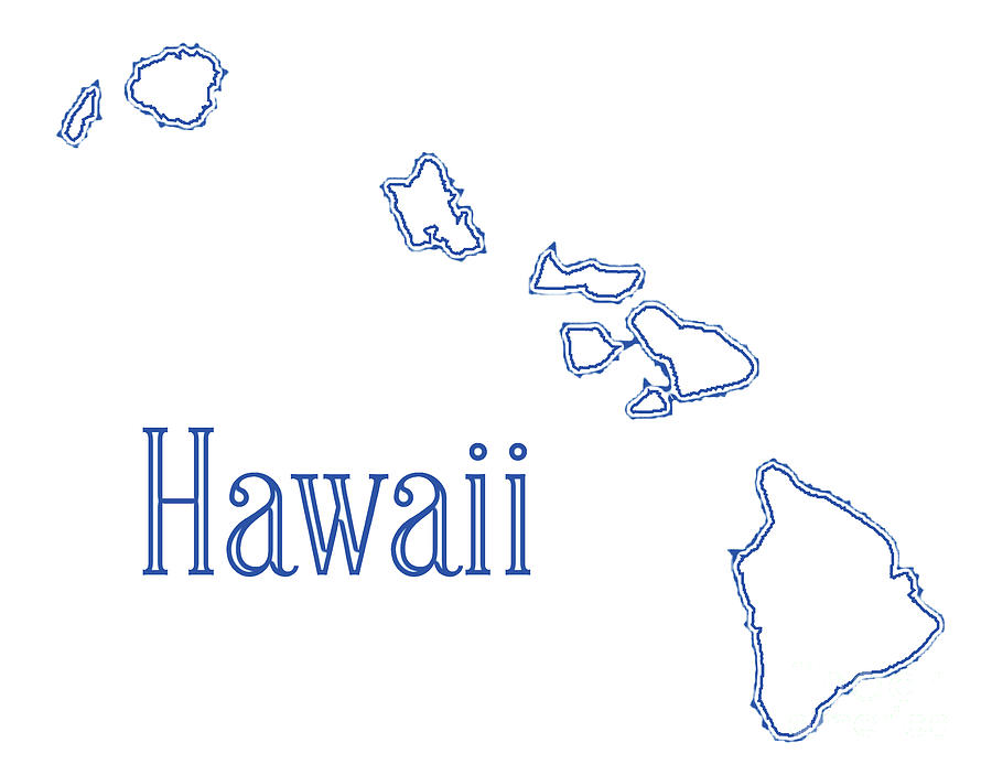 Hawaii State Outline Map Digital Art by Bigalbaloo Stock - Pixels