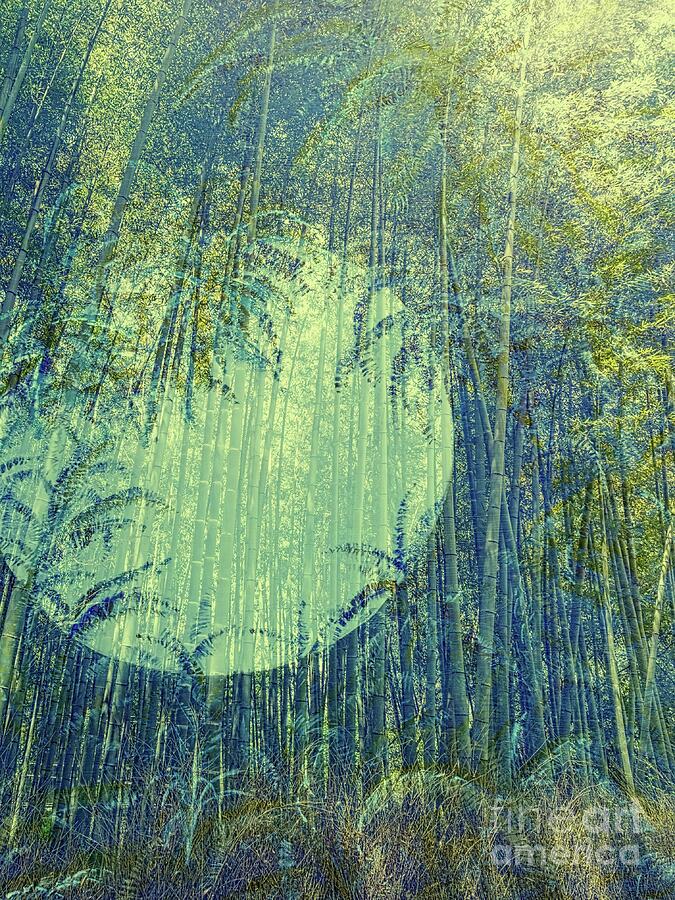 Hawaiian Blue Moon Bamboo Forest Painting by Michael Silbaugh