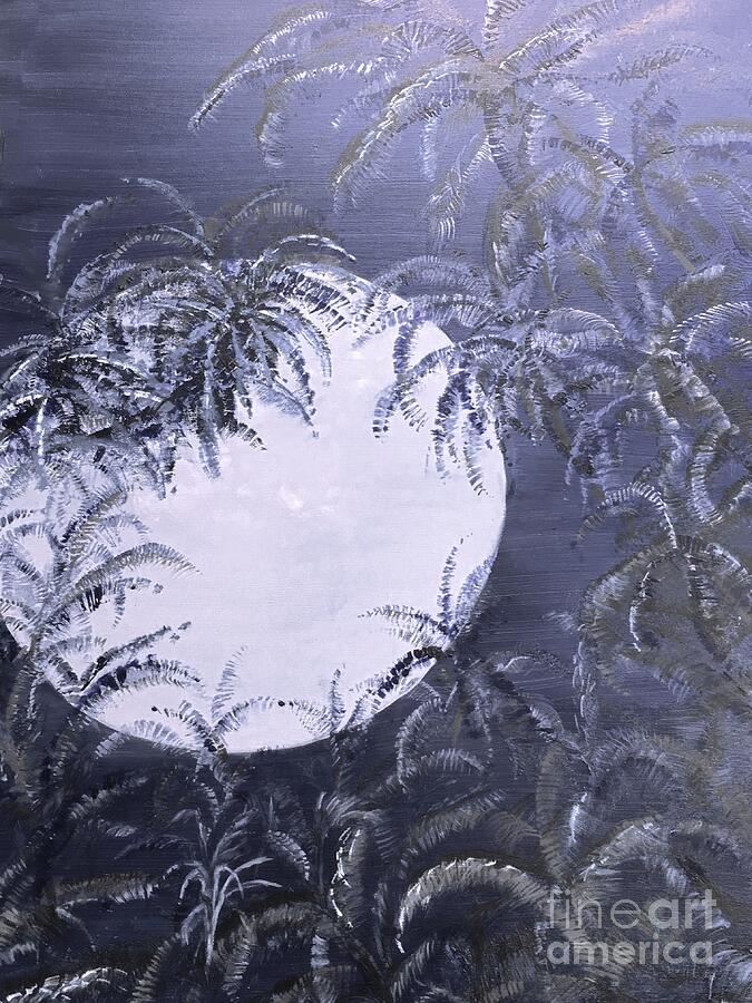 Hawaiian Darken Blue Moon Painting by Michael Silbaugh