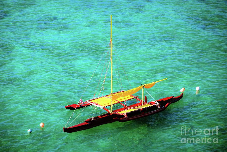 Boat Photograph - Hawaiian Dual Outrigger Sailing Canoe by D Davila