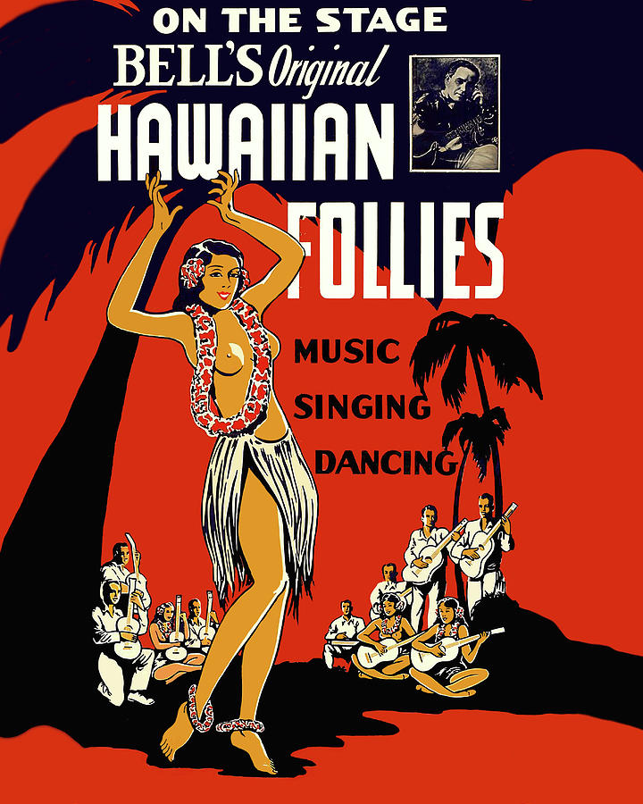 Music Painting - Hawaiian Hula topless girl dance by Long Shot