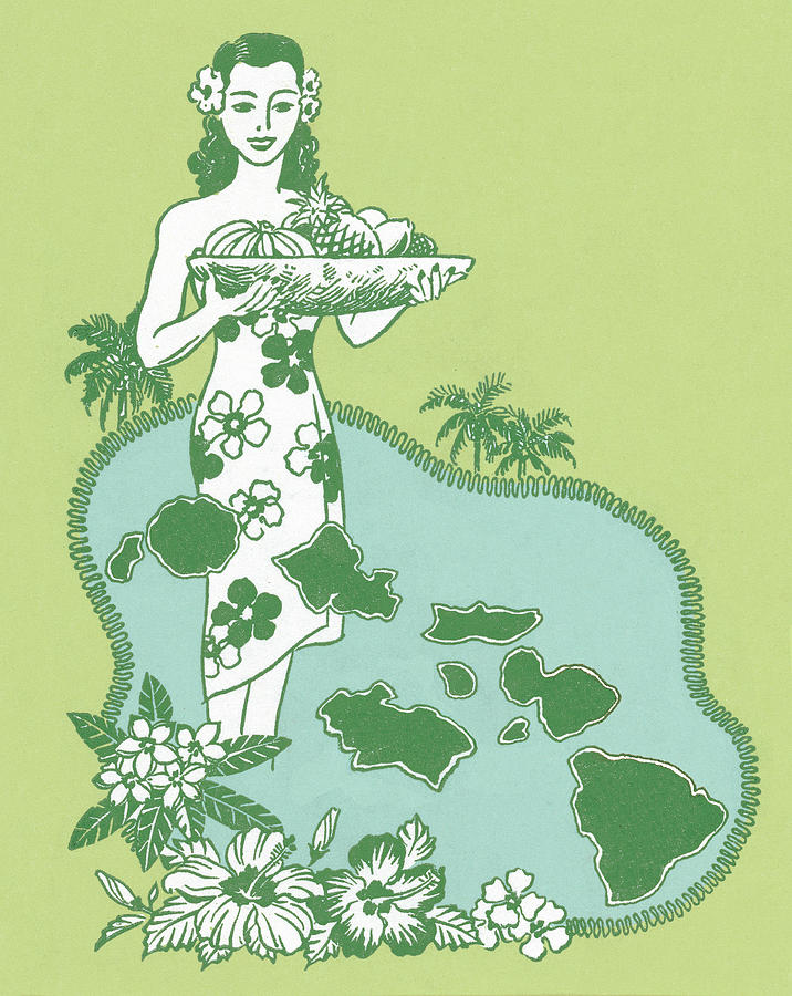 Hawaiian Lady Drawing by CSA Images - Fine Art America