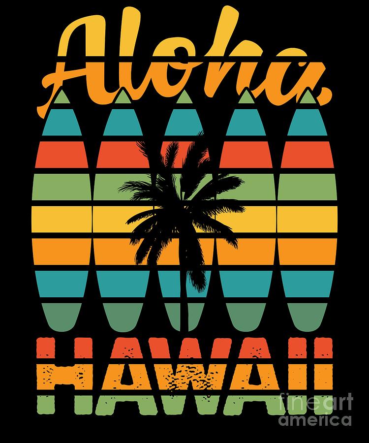 Hawaiian Surfboard Retro Aloha Hawaii Digital Art by Studio Metzger ...