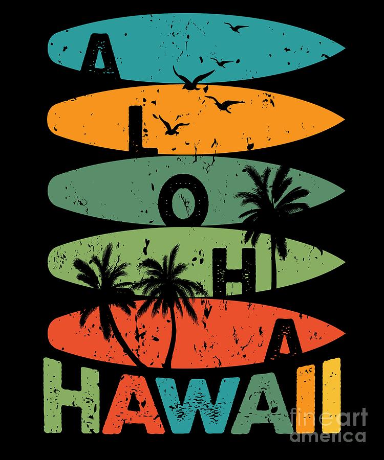 Hawaiian Surfboards Retro Aloha Hawaii Digital Art By Studiometzger