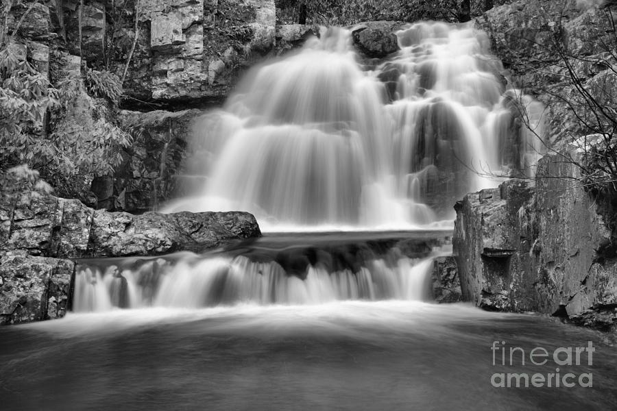 Hawk Falls Winter View Black And White Photograph by Adam Jewell