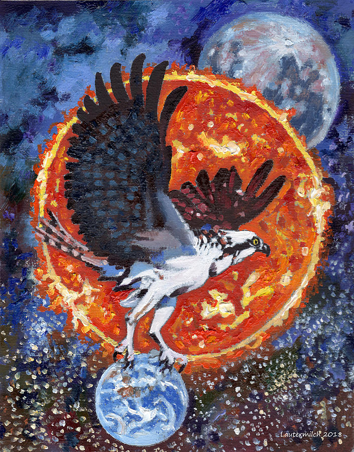 Hawk on Top of the World Painting by John Lautermilch