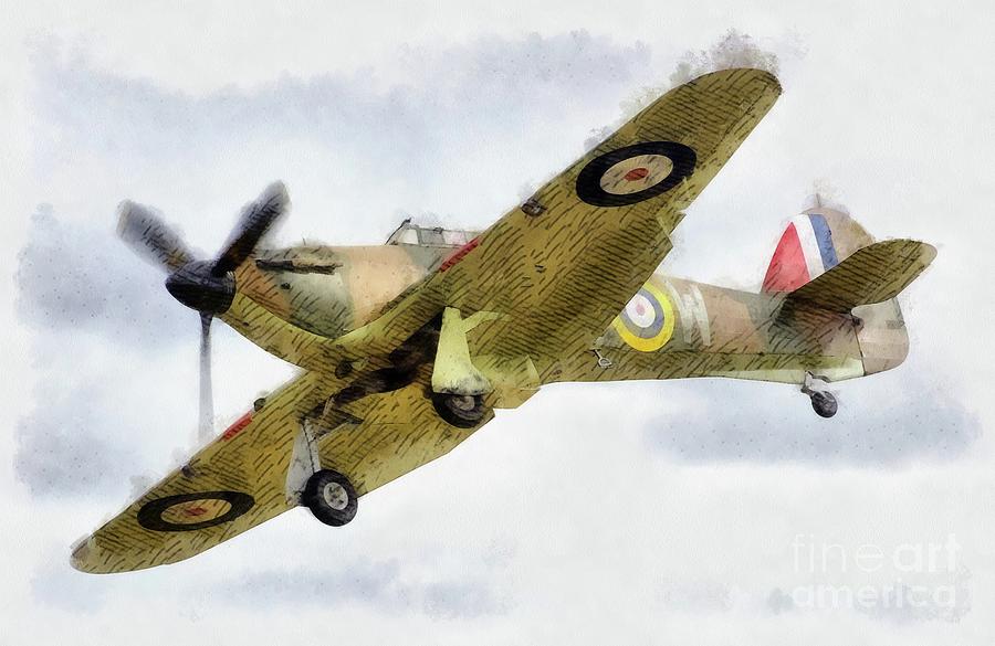 Hawker Hurricane, WWII Painting by Esoterica Art Agency