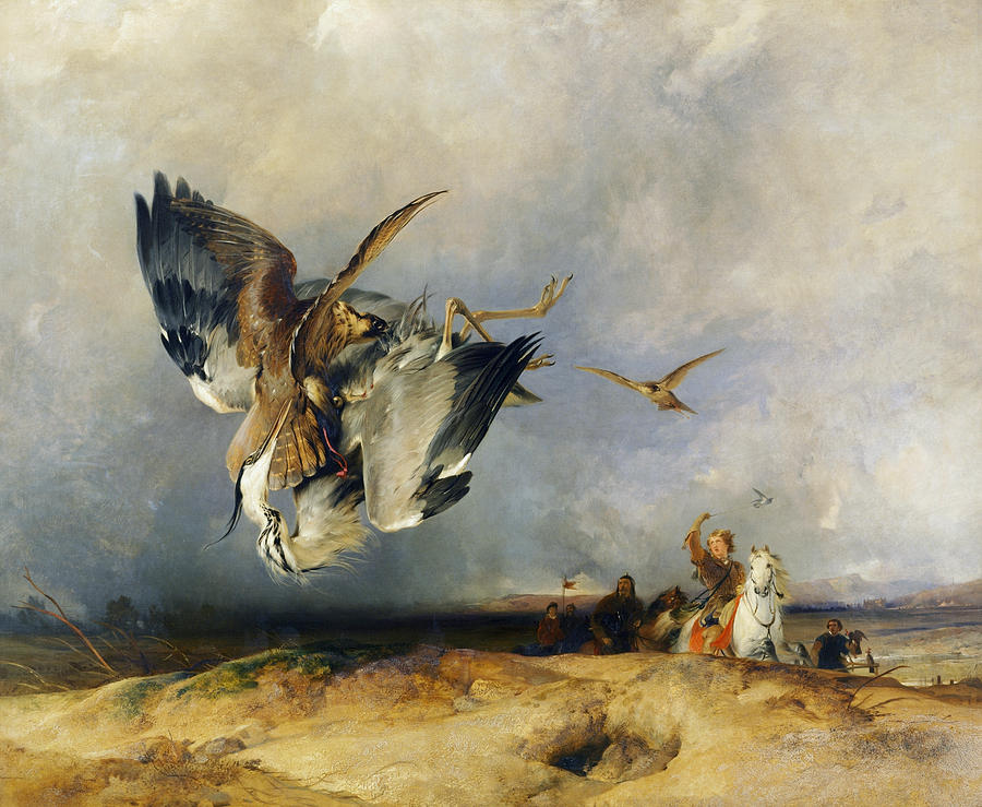 Hawking in the Olden Time Painting by Edwin Landseer