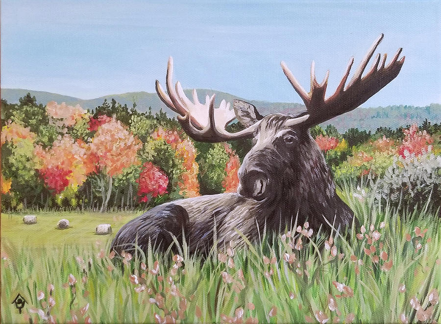 Bull Moose Painting - Hay There, Handsome by Emily Sodders Bull Moose Painting - Hay There, Handsome by Emily Sodders