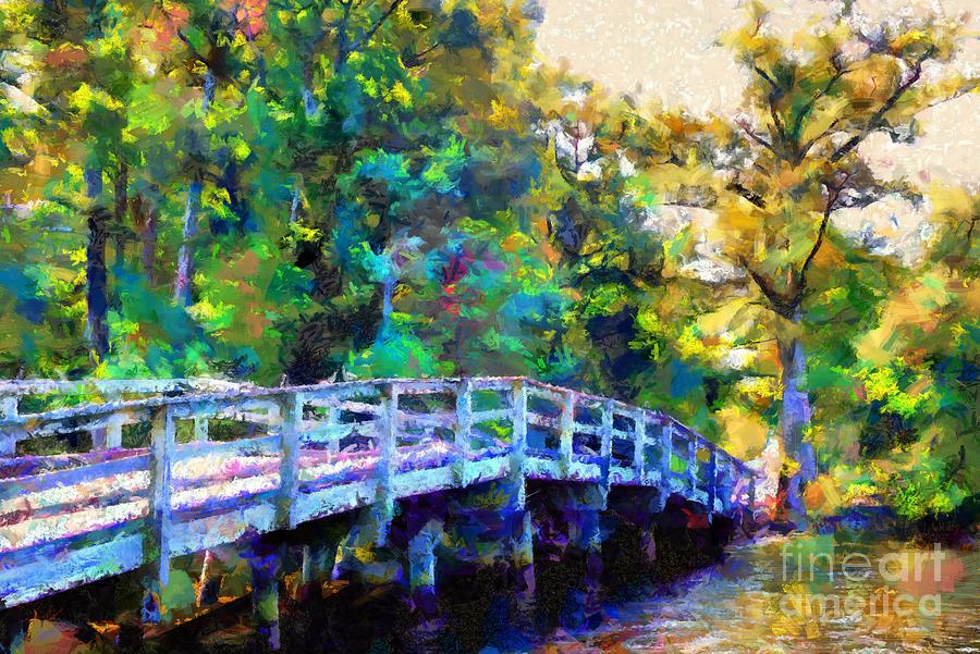 Hayes Wooden Bridge Edenton NC Painting by Janine Riley