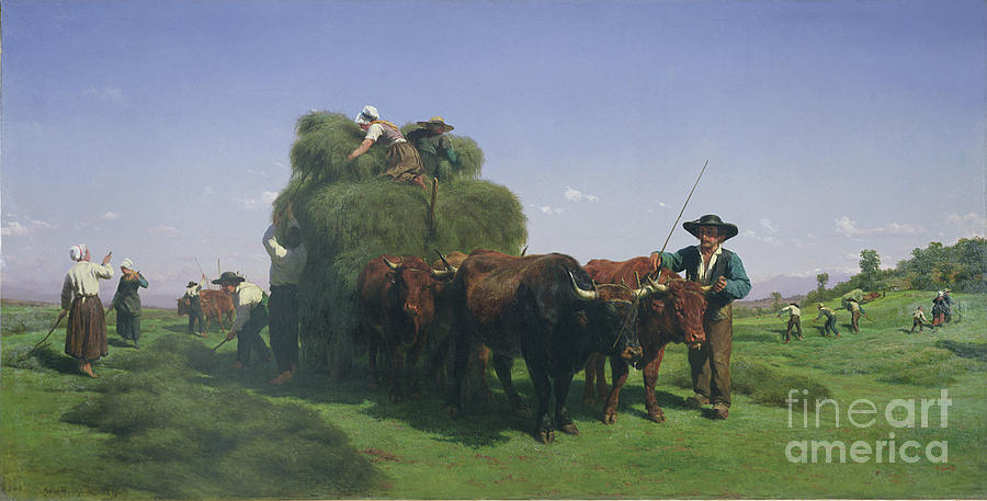 Haymaking, Auvergne Painting by Rosa Bonheur