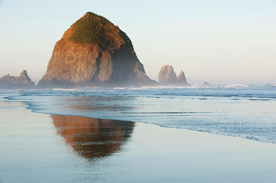 Nature Photograph - Haystack Rock In The Morning, Cannon by Shanna Baker
