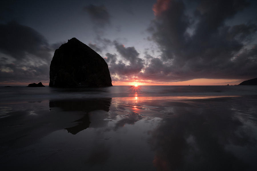 Haystack Rock Sunset Photograph by Moises Levy Fine Art America