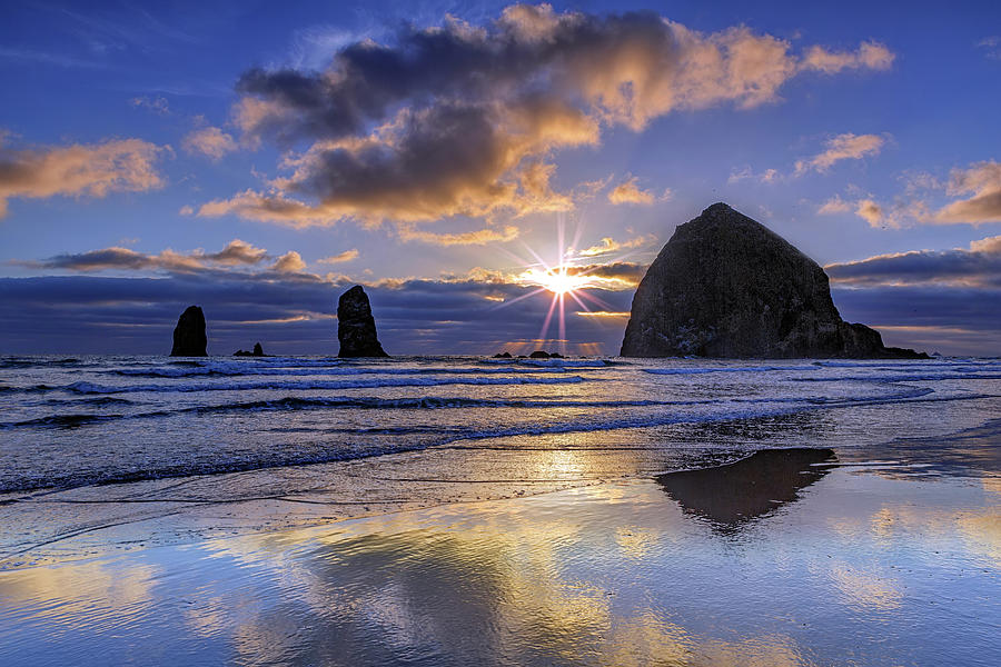 Haystack Sunset Photograph by Rick Berk - Fine Art America