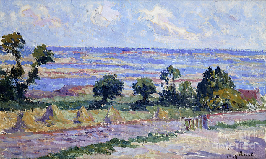 Haystacks By The Sea; Meules Au Bord De La Mer, 1914 Painting by Maximilien Luce