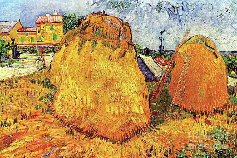 Haystacks In Provence, 1888 By Vincent Van Gogh Painting by Vincent Van Gogh