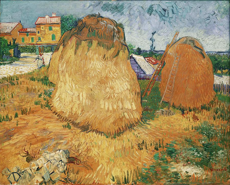 Haystacks in Provence. Oil on canvas -1888- Cat. No. 226. Painting by Vincent van Gogh -1853-1890-