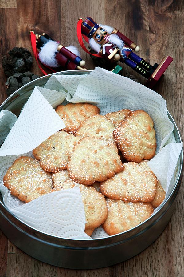 Hazelnut Biscuits In A Biscuit Tin Photograph by Food Experts Group