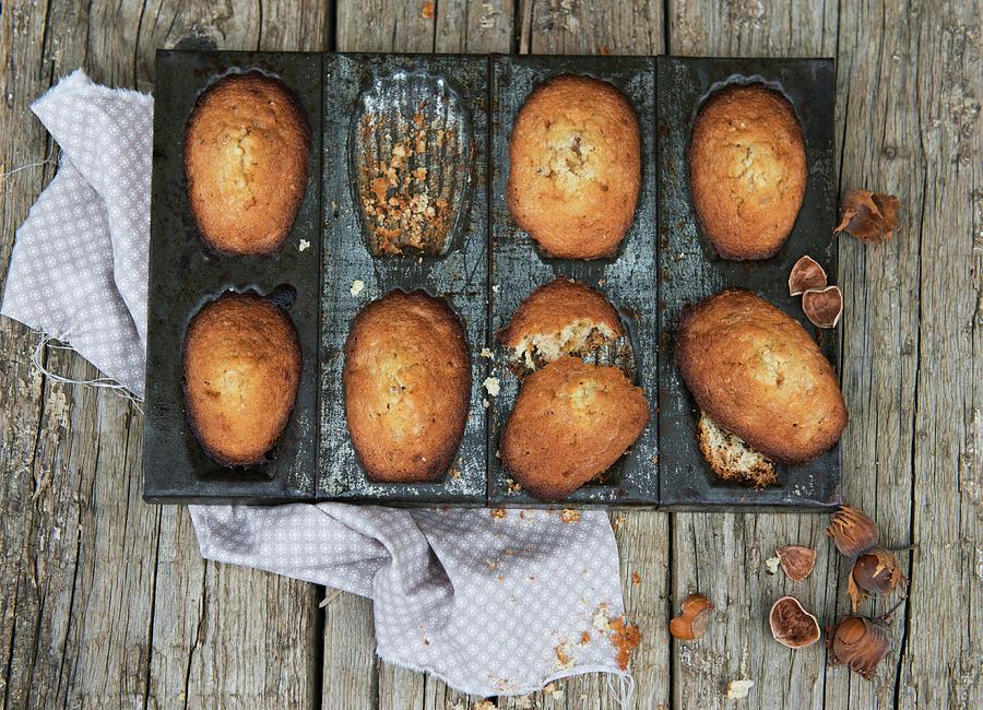 Hazelnut Madeleines In A Baking Tin Photograph by Sonia Chatelain