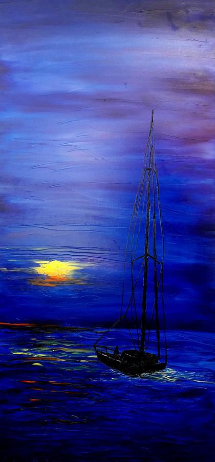 Hazy Blue Mid Night Sails #2 Painting by James Dunbar