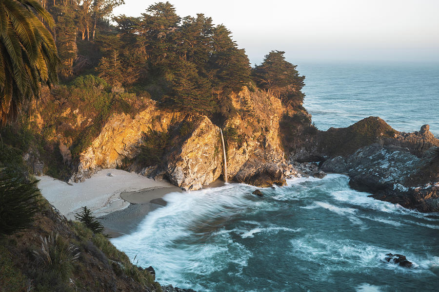 Hazy Sunset View Of Mcway Falls in Big Sur, California Photograph by ...