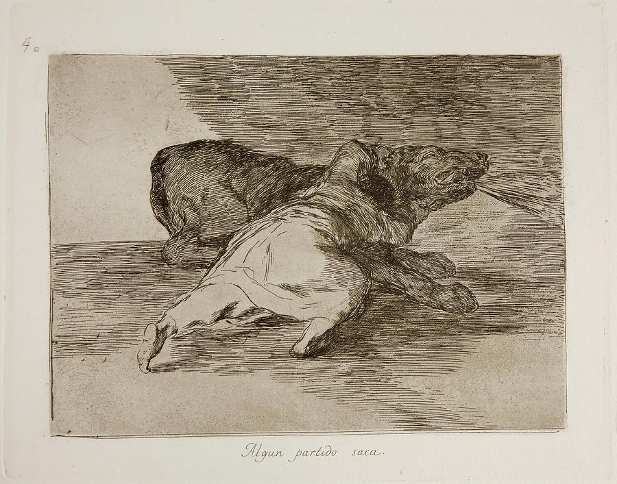 He gets something out of it. 1814 - 1815. Etching, Burin, Drypo... Painting by Francisco de Goya -1746-1828-