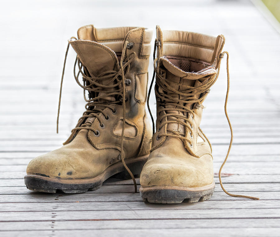 worn out work boots