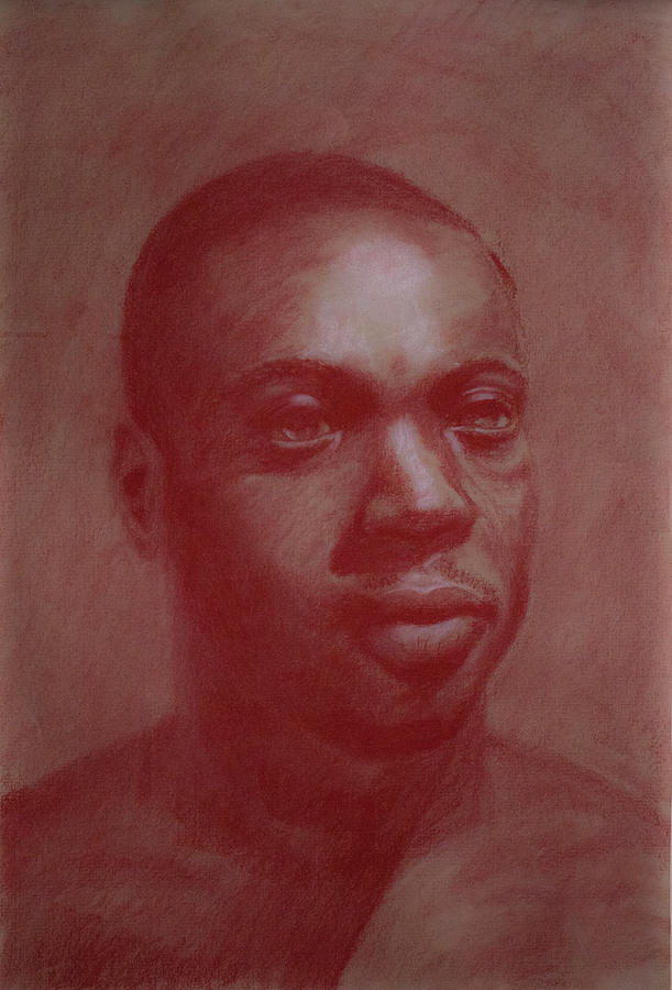 Head Drawing In Red Pastel Drawing
