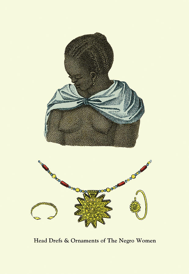 Head Dress and Ornaments of the Negro Woman Painting by Frederic Shoberl