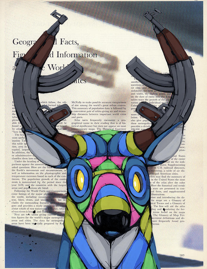 Deer Painting - Head Fulla Violence by Ric Stultz