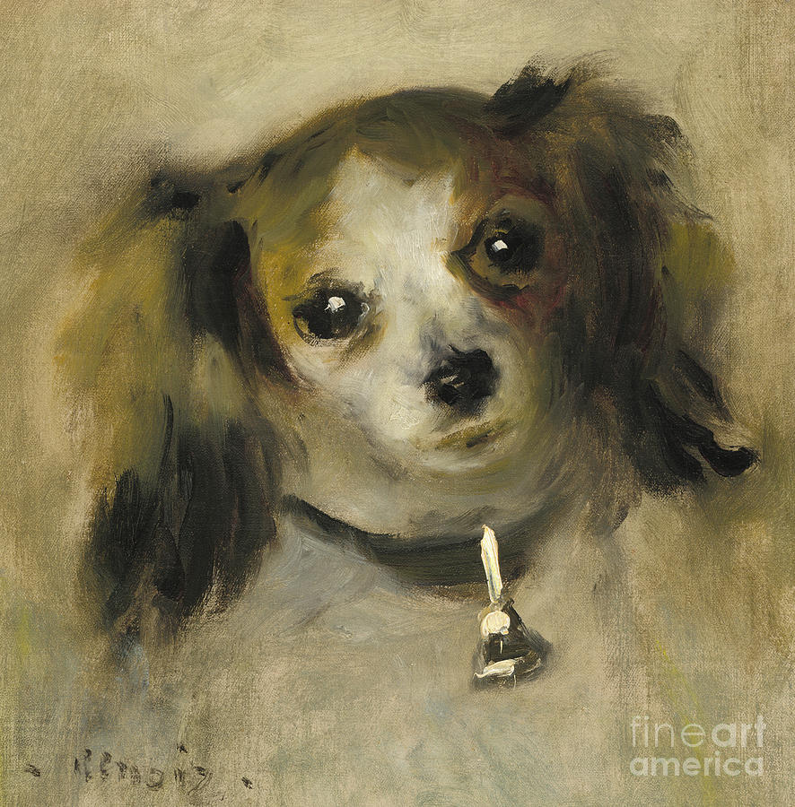 Head of a Dog, 1870 Painting by Pierre Auguste Renoir