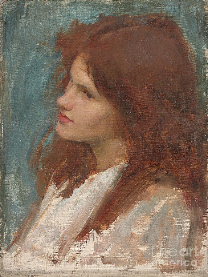Head Of A Girl, C. 1892-1900 Painting by John William Waterhouse