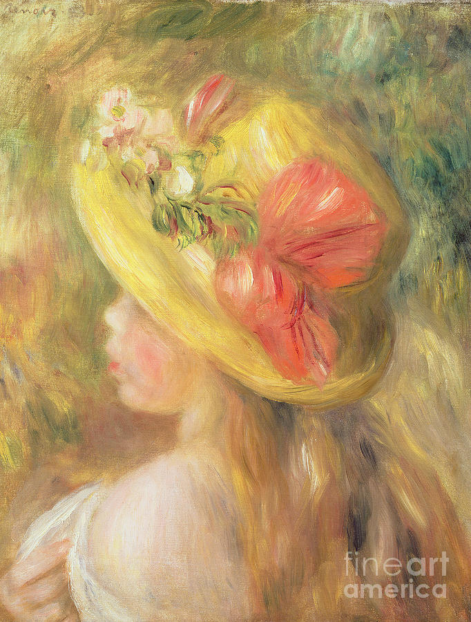 Head of a Girl with a Hat, 1893  Painting by Pierre Auguste Renoir