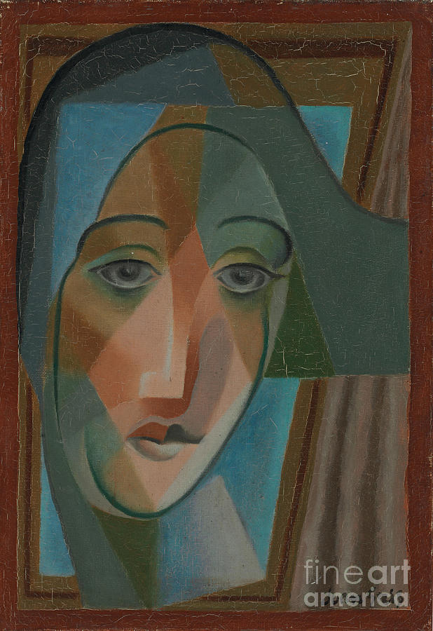Head Of A Harlequin; Tete Darlequin, 1924 Painting by Juan Gris