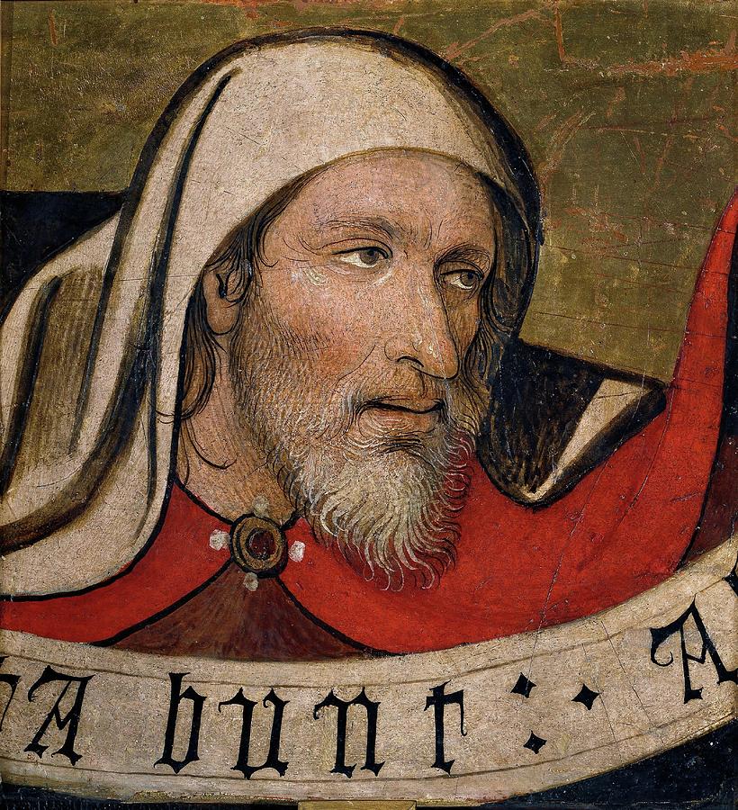 Head of a Prophet, 1435-1445, Spanish School, Panel, 30 cm x 26 cm, P02683. Painting by Jaume Huguet -c 1414-1492-