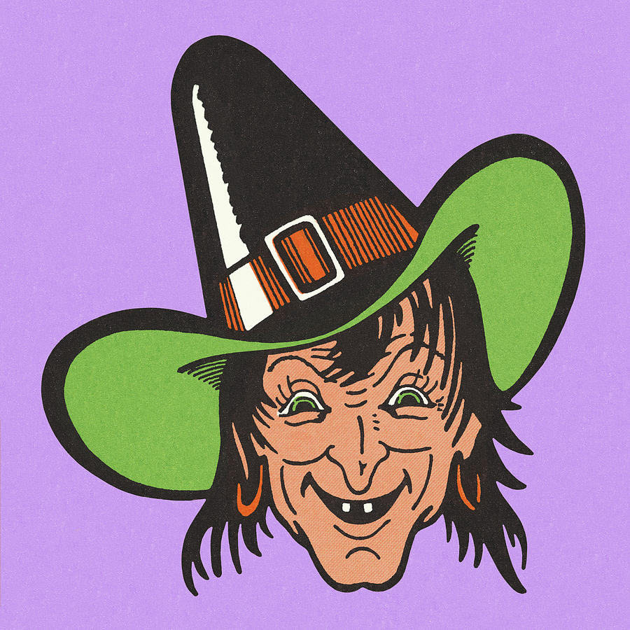 Halloween Drawing - Head of a Witch by CSA Images