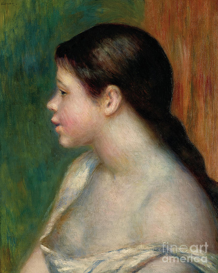 Head of a young girl, 1882 Painting by Pierre Auguste Renoir