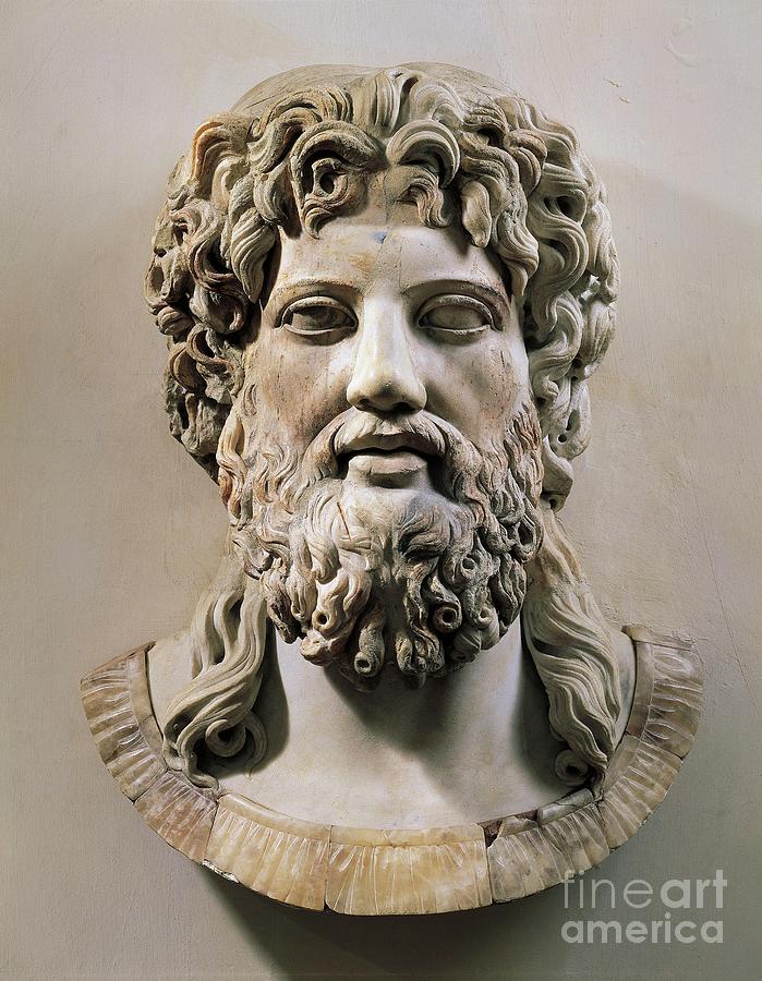 Head Of Asclepius Or Zeus Sculpture by Roman