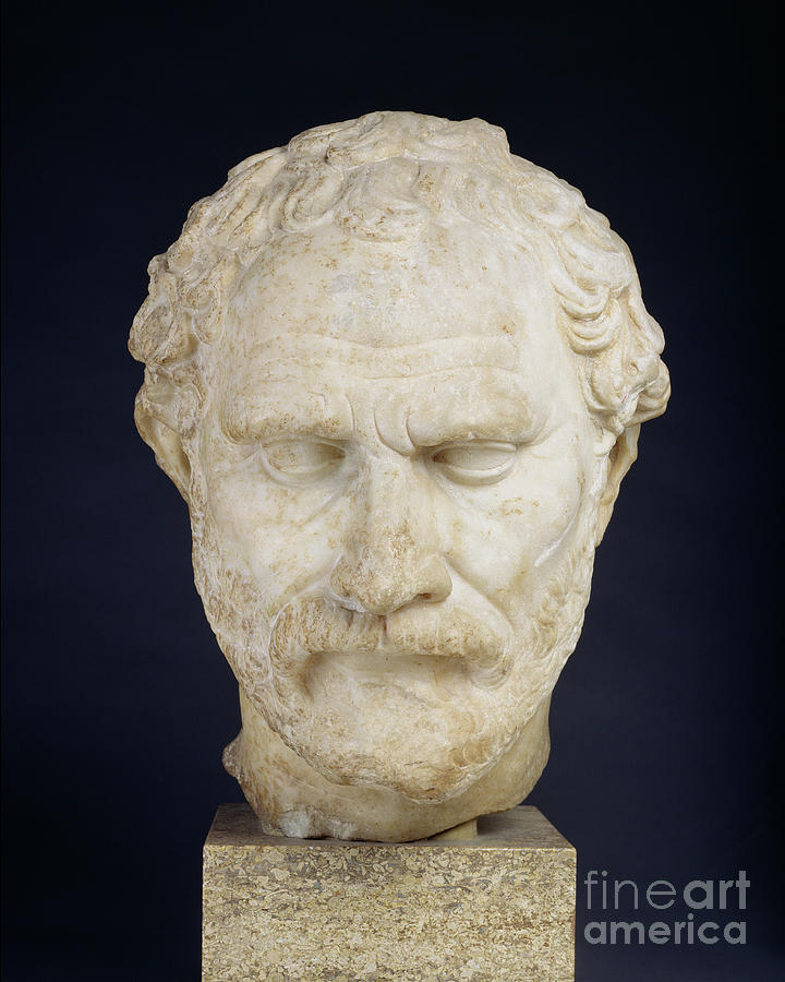 Head Of Demosthenes Marble Photograph by Greek