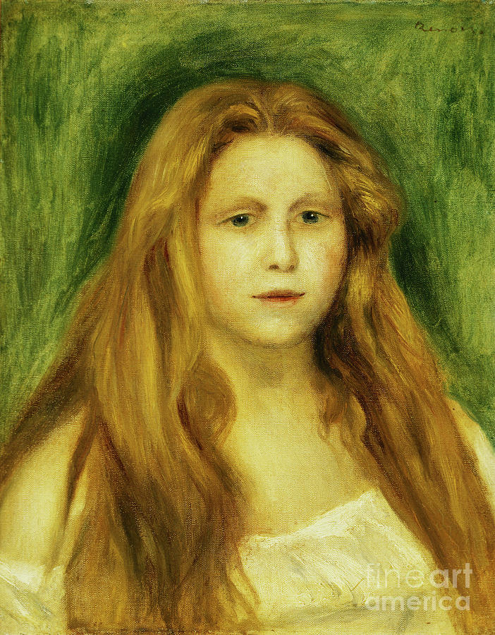 Head Of Girl; Tete De Jeune Fille, 1888 Painting by Pierre Auguste Renoir