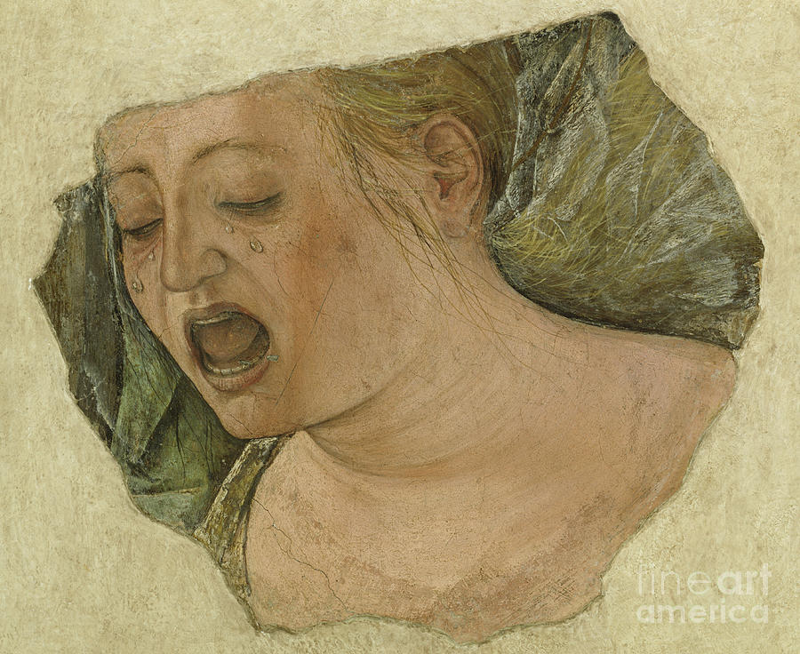 Head Of Mary Magdalene Crying, From The Crucifixion Painting by Ercole