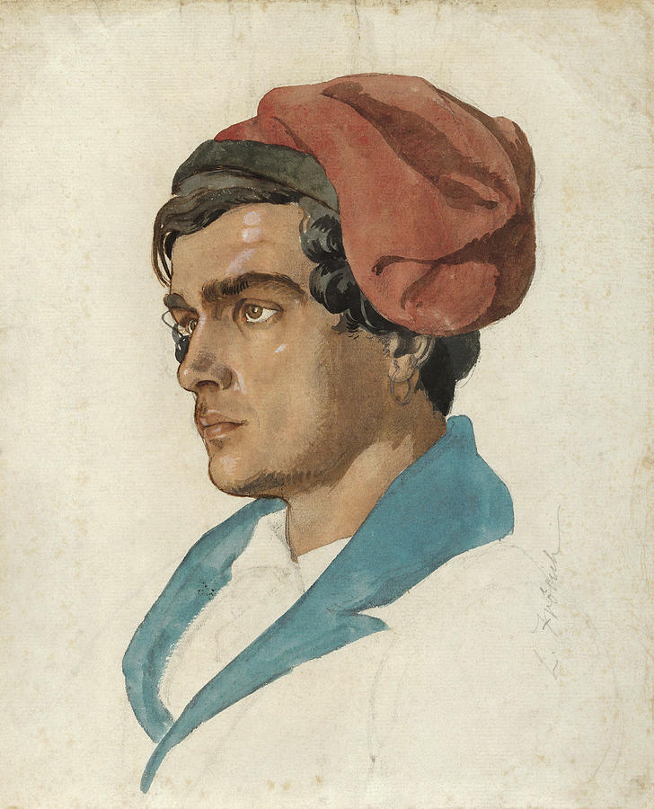 Head Study of a Fisherman from Capri. Painting by Lorenz Frolich Head Study of a Fisherman from Capri. Painting by Lorenz Frolich