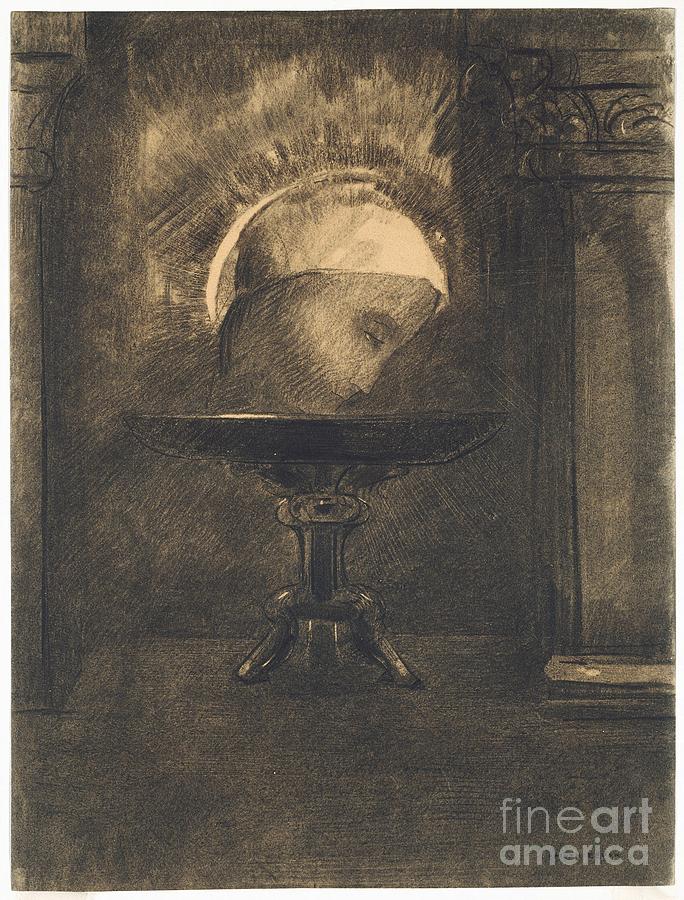 Head Wearing A Phrygian Cap, On A Salver, 1881 Drawing by Odilon Redon ...