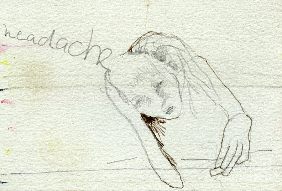 Headache, 2000 Pencil And Watercolor On Paper Painting by Bella Larsson