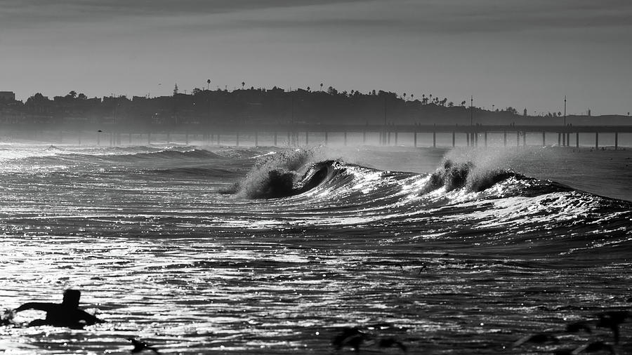 Santa Monica Photograph - Heading into the surf by Web Browning