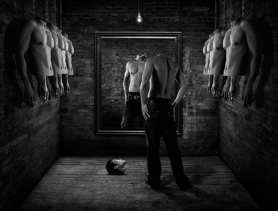 Brick Photograph - Headless Mirror Man by Daniel Murphy