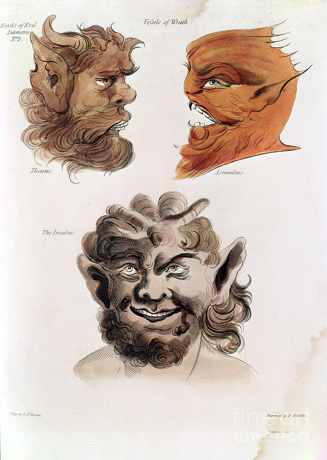 Heads Of Evil Demons, Theumis, Asmodeus And The Incubus, Illustrations From The Magus, 1801 Painting by Francis Barrett Heads Of Evil Demons, Theumis, Asmodeus And The Incubus, Illustrations From The Magus, 1801 Painting by Francis Barrett