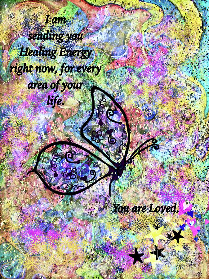 Butterfly Digital Art - Healing Energy-You are Loved Greeting by Lauries Intuitive