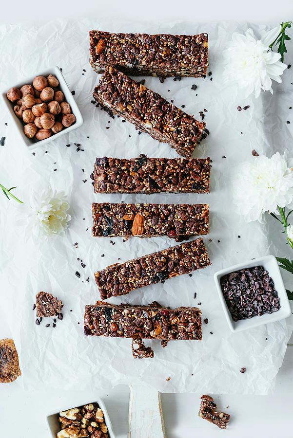 Healthy Crunch Bars Made With Honey, Cocoa And Nuts Photograph by Visnja Sesum
