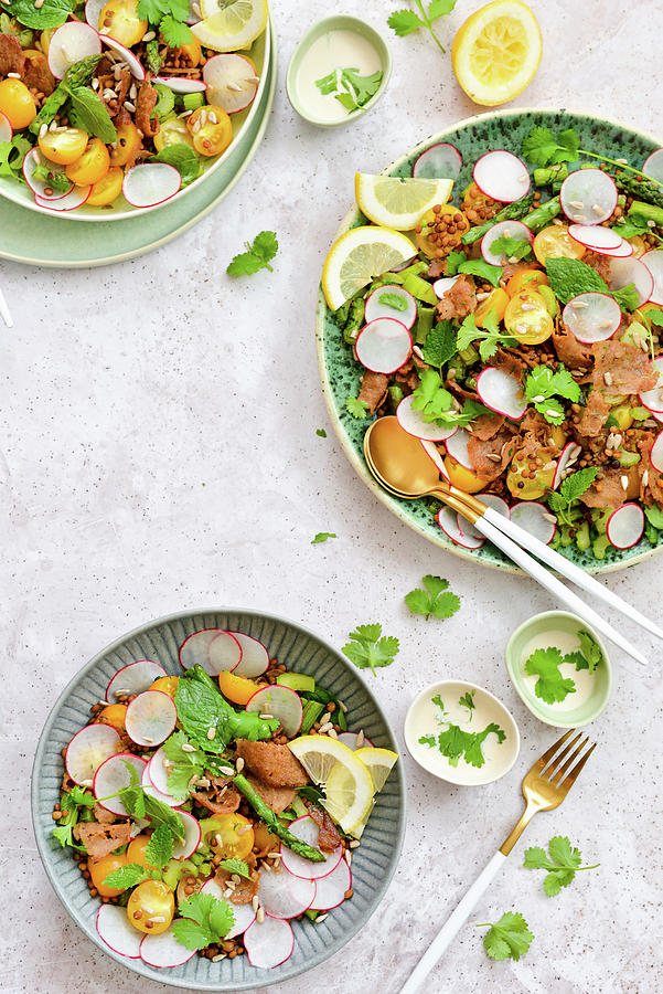 Healthy Salad With Beef, Lettuce, And Radishes Photograph by Karolina Smyk